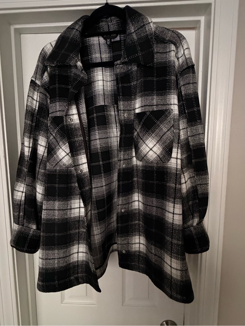 H&M Black and White Plaid Utility Shacket